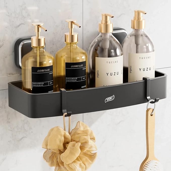 TAILI Shower Caddy Suction Cup, Heavy Duty Shower Organizer for Bathroom, Removable Shelves for Inside Shower, Wall Mounted Aluminum Storage for Bathroom Holder, Dark Gray by TAILI