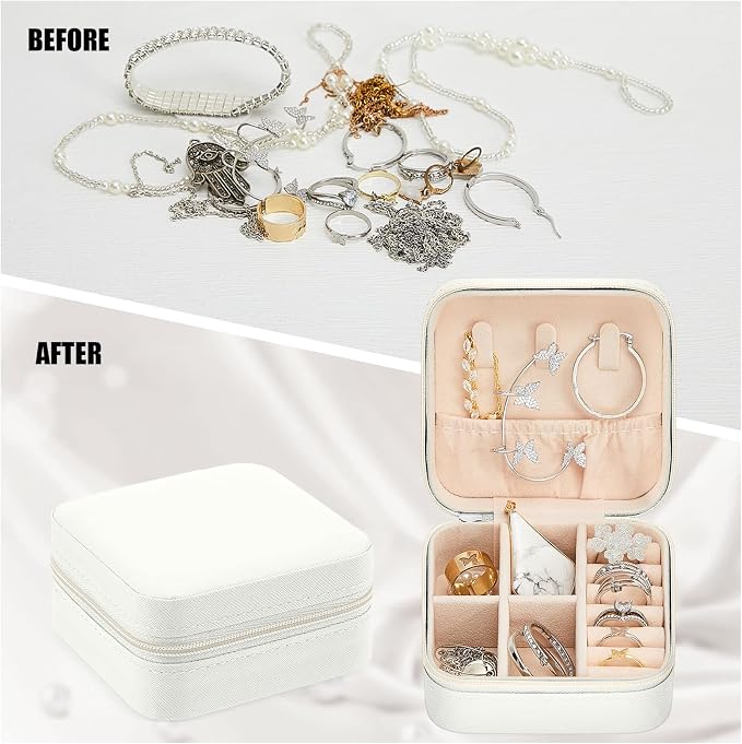 Taiyin Travel Jewelry Case, Bridesmaid Gifts Mini Jewelry Organizer, PU Leather Portable Earring Box for Women Girls - Image 4