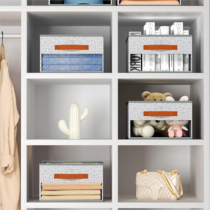 Homsorout Drawer Organizers and Storage - 12 Pack Foldable Pants Organizer with Clear Window & Handles, Fabric Closet Organizer for Clothes, Jeans, Sweaters, Towels, T-shirt, Scarf (Ant Light Gray) - Image 8