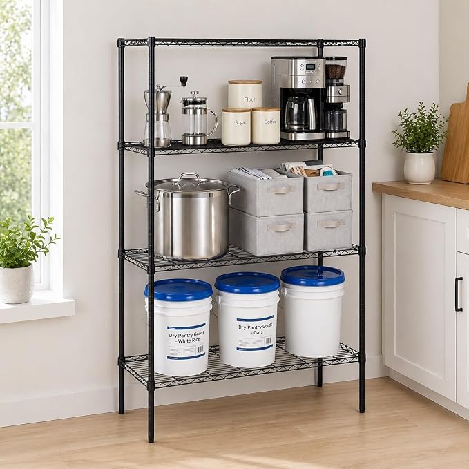 Honey-Can-Do 4-Tier Heavy Duty Extra-Wide Adjustable Shelving Unit, 350-lb Per Shelf Metal Storage Rack, Wire Shelf for Garage Workshop Basement, Black, 48 x 18 x 72 in - Image 2