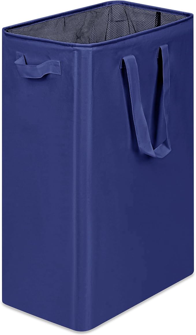 efluky Slim Laundry Basket, Narrow Laundry Hamper with Handles, Collapsible Dirty Clothes Hamper, Tall Laundry Bin for Laundry Room, Dorm and Bedroom, 12.7 Gallons(75L) Blue by efluky