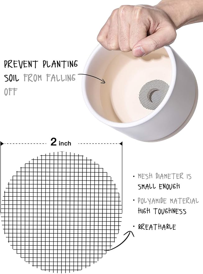 LE TAUCI Plant Pot Hole Mesh Pads, 2-Inch Round Flower Pot Drainage Covers, Prevent Soil Loss, Durable Reusable, Bonsai Bottom Grid Mat, Gardening Essentials, 50-Pack - Image 4