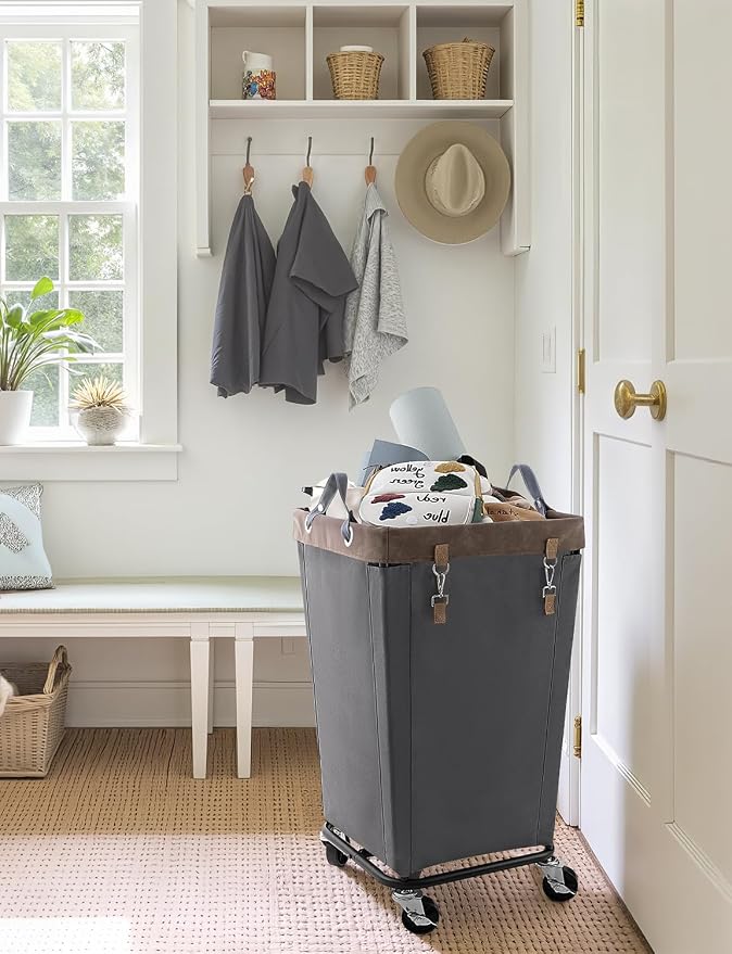 StorageWorks 160L Laundry Basket with Wheels, Large Rolling Hampers for Clothing Organizer, Dirty Clothes Basket for Hotel, Home, Closet, Dorm, Grey - Image 7