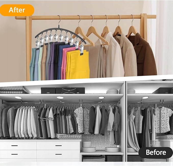 Legging Hangers for Closet Organizer, Hat Hangers for Closet 2 Pack with 10 Clips Holds 20 Leggings, Legging Hanger, Pants Storage Organizer Suitable for Socks, Panties, Underwear, Pants (White) - Image 6