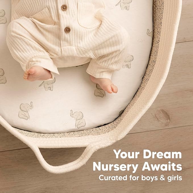 2-Pack Baby Bassinet Sheets Girl, Boy - 33x17 Viscose Derived from Bamboo Bedside Mattress Fitted Bassinet Sheets, Compatible with Halo Bassinest Swivel Sleeper, Baby Delight, Graco(Butterflies)