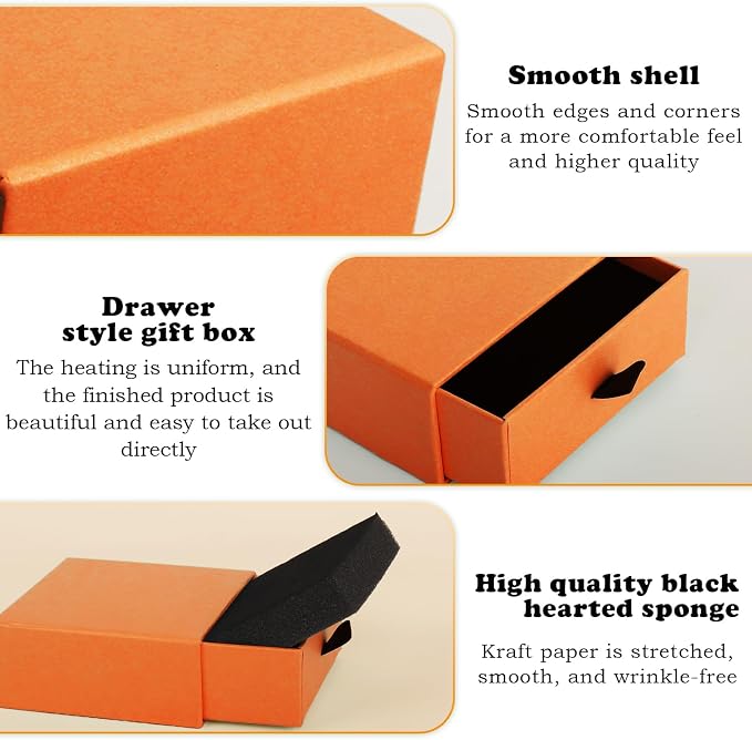 Nsmykhg Jewelry Gift Box Velvet-Lined,12 Pack Compact Drawer Style for Earrings & Rings, Necklace & Bracelet Organizer, 3.93x3.93x1.65 Inches, Stackable Elegant Jewelry Display & Storage Box (Orange) - Image 3