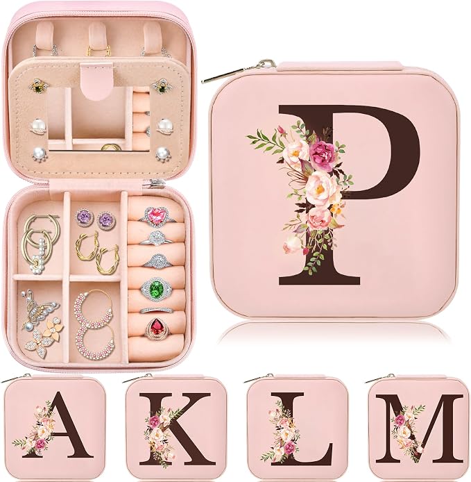 Travel Jewelry Case for Women, Travel Jewelry Box Organizer Personalized Pink Gifts for Girls Wife Mom, Gift for Friend Sister Grandma Aunt by Inngeroo