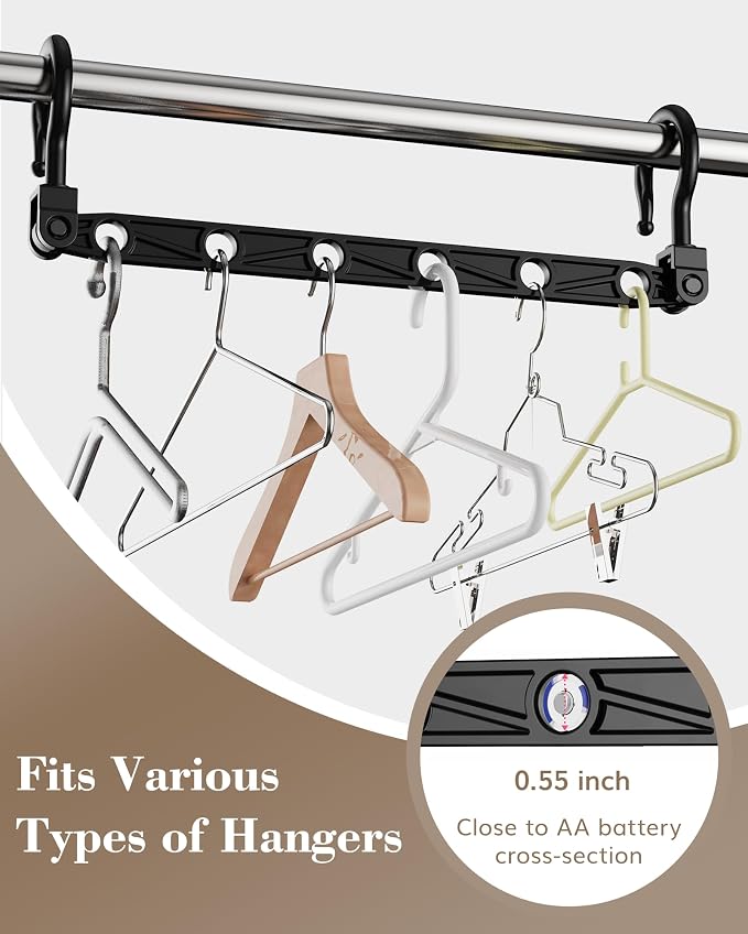 Space Saving Hangers for 96 Clothes, Reinforced Collapsible Hangers with 360° Swivel Hook, Hanger Hooks Space Saver for Closet Organizers and Storage, Dorm Room Essentials, Fully Assembled, Black - Image 5