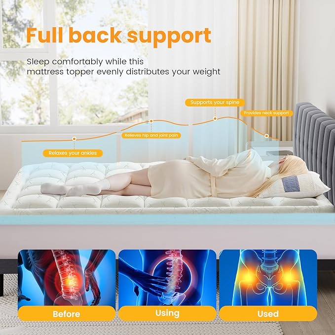 Mattress Toppers, Premium Dual Gel Memory Foam Topper for Enhanced Sleep, Cooling & Breathable Comfort, Pressure Relief, Medium Firm Support for All Sleepers, CertiPur-US Certified, King