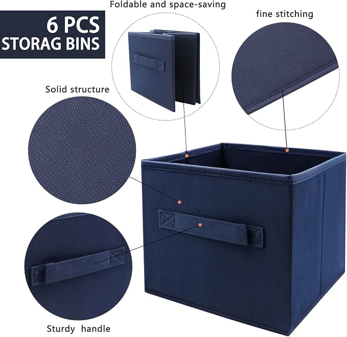 EBIGIC Collapsible Storage Cubes,Cube Storage Organizer 10.5 * 10.5 * 11inch，For home and office Collapsible Closet Shelf Organizers, Drawer Organizers(Blue) - Image 4