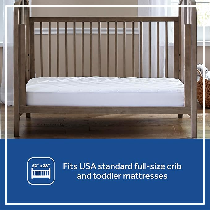 Sealy Baby Cool Comfort Cooling Breathable Waterproof Crib Mattress Protector Pad, Toddler Bed Cover, Machine Washable and Dryer Friendly, 52x28”- White (Pack of 3)