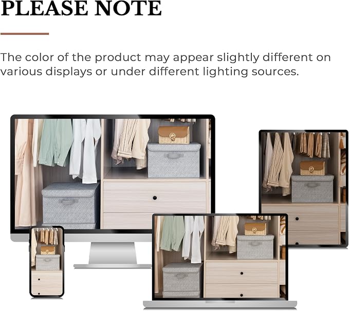 GRANNY SAYS Storage Baskets with Lids, Clothes Storage Boxes, Fabric Storage Bins, Keepsake Box, Closet Organizers and Storage, Gray, 2-Pack - Image 9