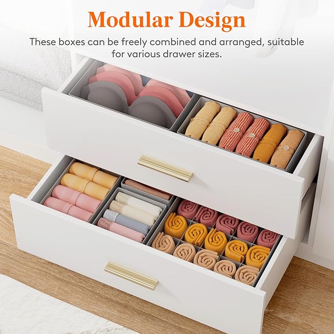 Lifewit Underwear Drawer Organizer for Closet 16 Pack, 3 Sizes Dresser Organizer Dividers, Deep Fabric Foldable Drawer Storage Organizer Bins for Clothes, Sock, Bra, Lingerie, Undies - Image 4