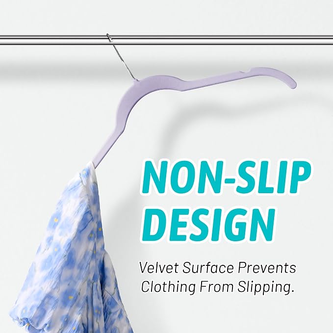 Sishynio Velvet Hangers 50 Pack – Slim Non-Slip Flocked Hangers with 360° Swivel Hook, Space-Saving Closet Organizer for Dresses, Coats, Blouses(Purple) - Image 5