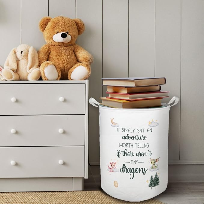 Dragon Nursery Kids Laundry Basket, Toybox for Boys Room, Dragon Fantasy Nursery Laundry Basket Hamper Waterproof Collapsible Clothes Toys Storage Bin Organizer for Kids Room Playroom Bathroom - Image 4