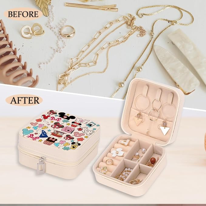 Cartoon Mouse Castle Travel Jewelry Case, Small Box Organizer, Cartoon Gifts Merchandise, Birthday Christmas Gifts for Cartoon Lovers Fans Women Teen Girls Friends Sister Her - Image 5