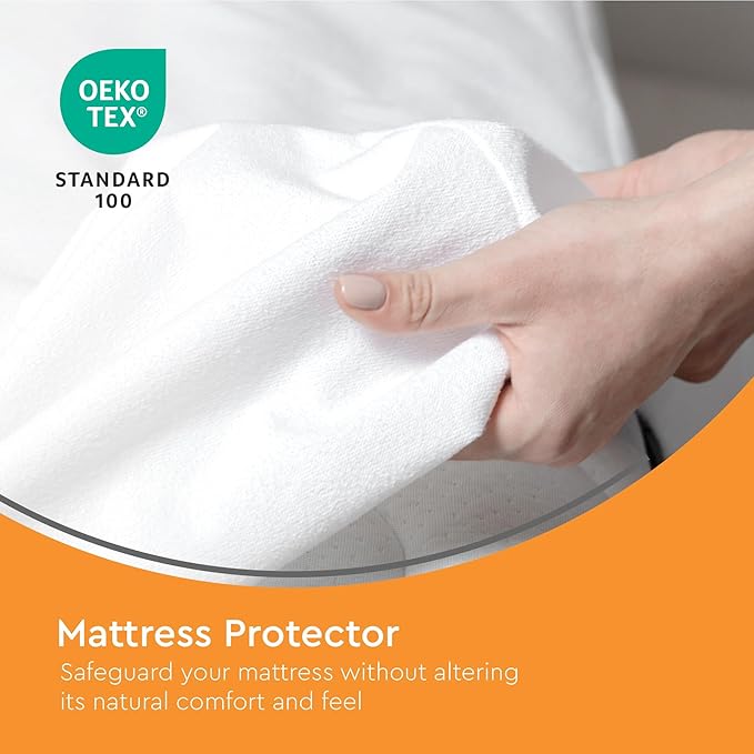Sleep Mantra Waterproof Mattress Protector - Terry - Breathable, Noiseless & Hypoallergenic Bed Cover - Deep Pocket Fitted Sheet Style (Twin)
