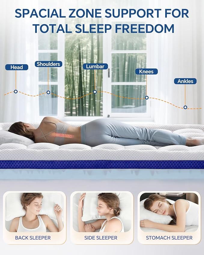 BEDELITE King Mattress Topper Dual Layer 4 Inch Memory Foam Mattress Topper, 2 Inch Pilow Top Mattress Pad and 2 Inch Premium Gel Foam Mattress, with Stretchable Pockets Up to 6"-24"