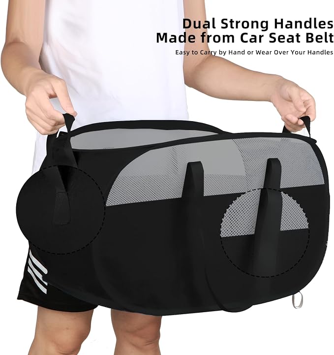 100L Collapsible Laundry Baskets, Tear Proof Pop Up Laundry Hamper with Dual Handles, Large Foldable Laundry Basket, Easy to Carry Laundry Hamper for Home, Laundry Room, Bedroom, Dorm, Travel Black - Image 7