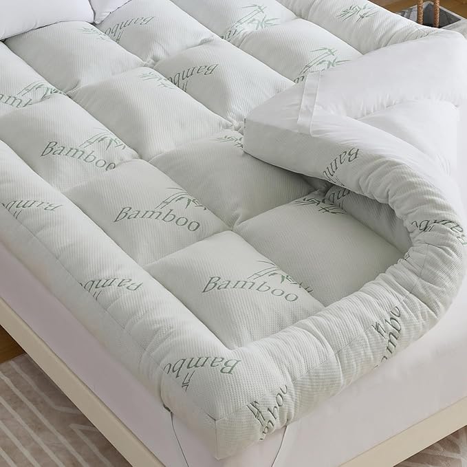 WhatsBedding 5 Inch Memory Foam Mattress Topper Twin Size for Back Pain Relief, Cooling Breathable Bamboo Viscose Air Layer
