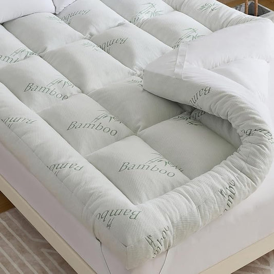 WhatsBedding 5 Inch Memory Foam Mattress Topper King Size for Back Pain Relief, Cooling Breathable Bamboo Viscose Air Layer