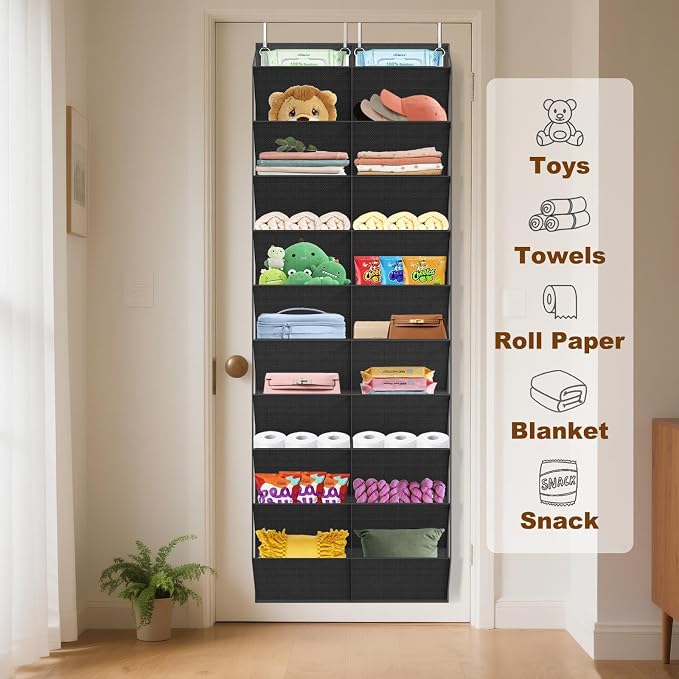 UVIAHOMI 20-30 Pairs Over the Door Shoe Organizer, Clear Pockets Hanging Shoe Storage for Closet, 10-Tier Door Shoes Rack, Handing Shoes Holder Fit All the Family's Sneakers, Boots, Heels, Black - Image 7