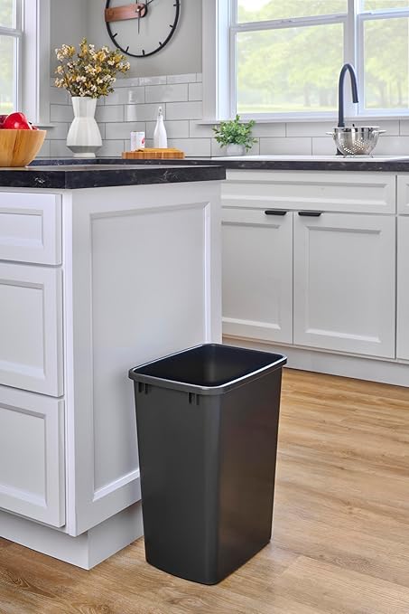 Rev-A-Shelf 2-Pack 35 Quart Polymer Replacement Trash Bin, Recycle Waste Garbage Container for Kitchen Cabinet Pullouts, Black, RV-35-18-2 - Large Plastic Bins for Home and Office - Image 6