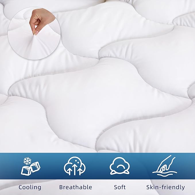 Dual Layer 3 Inch Memory Foam Mattress Topper Queen, 2 Inch Cooling 5-Zone Gel Memory Foam Plus 1 Inch Down Alternative Pillow Top Mattress Topper, with Deep Pocket, Support for Back Pain