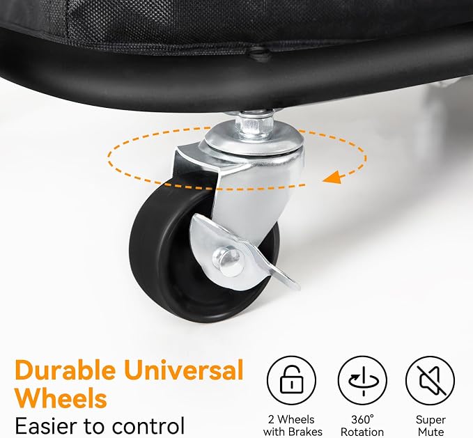 WOWLIVE Double Laundry Hamper with Wheels 170L Rolling Laundry Basket Organizer Laundry Cart with Steel Frame and Removable Bags Large Dirty Clothes Hamper Dorm Room Storage for Bedroom (Black) - Image 7