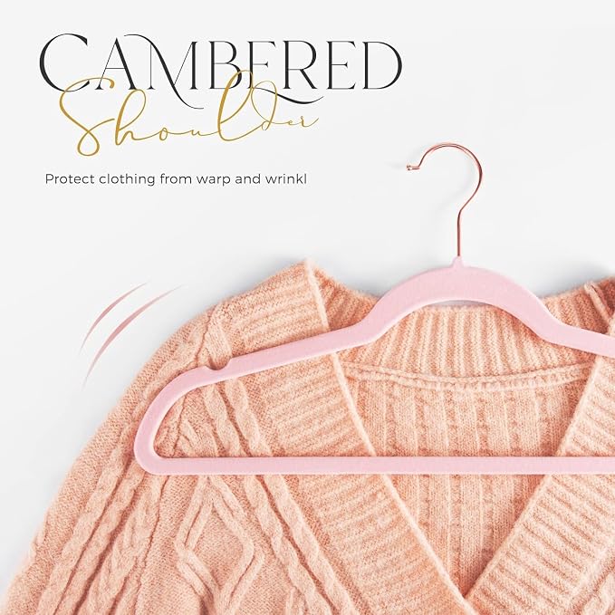 HOUSE DAY Lt Pink Velvet Hangers 300 Pack, Premium Clothes Hangers Non-Slip Felt Hangers, Sturdy Black Hangers Heavy Duty Coat Hangers, Durable Suit Hangers, Space Saving No Hanger Mark Rotating Hook - Image 7