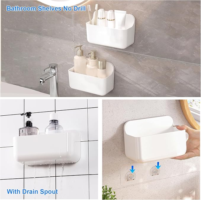 2pc Clear Wall Mount Organizer, Adhesive Cabinet Door Organizer,Self Adhesive Organizer for Wall,Shower Caddy No Drilling Hang Walls for Bathroom, Kitchen, Living Room - Image 4