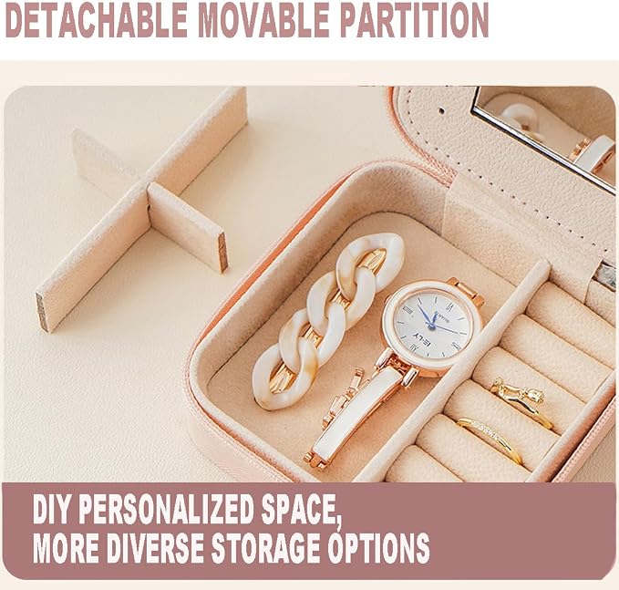 Compact and Secure Jewelry Box for Women Small Travel Portable Case with Lock Key Beautiful Jewelry Organizer and Storage Solution - Image 6