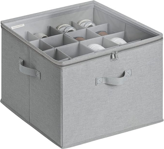 StorageWorks Shoe Organizer for Closet, Fits up to 16 Pairs, Shoe Cubby Storage Containers with Adjustable Dividers and Clear Cover, Grey by StorageWorks