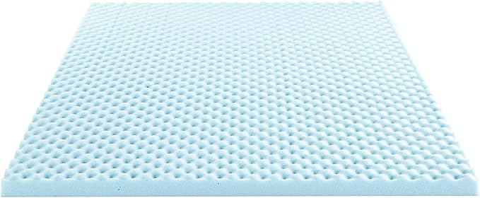 Best Price Mattress 3 Inch Egg Crate Memory Foam, Cooling Gel Infusion, King Mattress Topper, Dorm Essentials, Blue