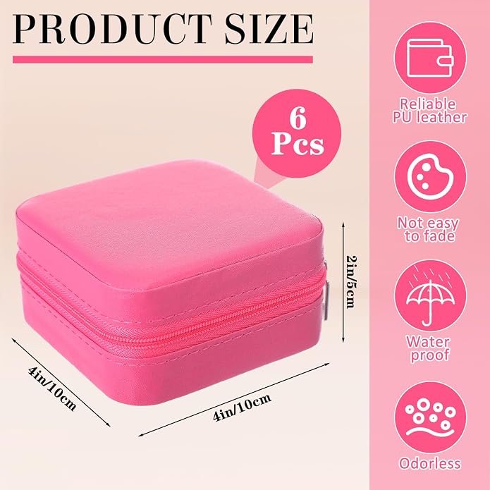 Hillban Bridesmaid Gifts Jewelry Box with Mirror, PU Leather Small Travel Jewelry Case Organizer Storage for Women Girls - Image 2