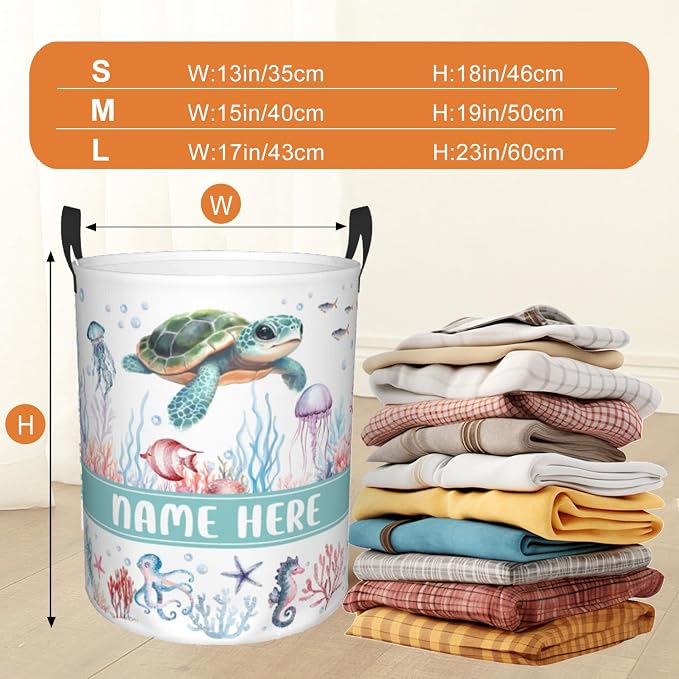 Custom Name Laundry Hamper, Personalized Laundry Basket with Name for Baby Boys Girls, Customized Collapsible Dirty Clothes Hamper Storage with Handles for Bedroom Bathroom Dorm Room Decor - Image 3