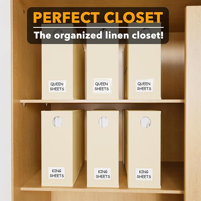 SpaceAid 6 Pack Bed Sheet Organizers and Storage, Foldable Sheet Organizer with Window for Linen Closet, Set Folder Keeper for Queen & King Size Bedding Storage (Beige) - Image 5