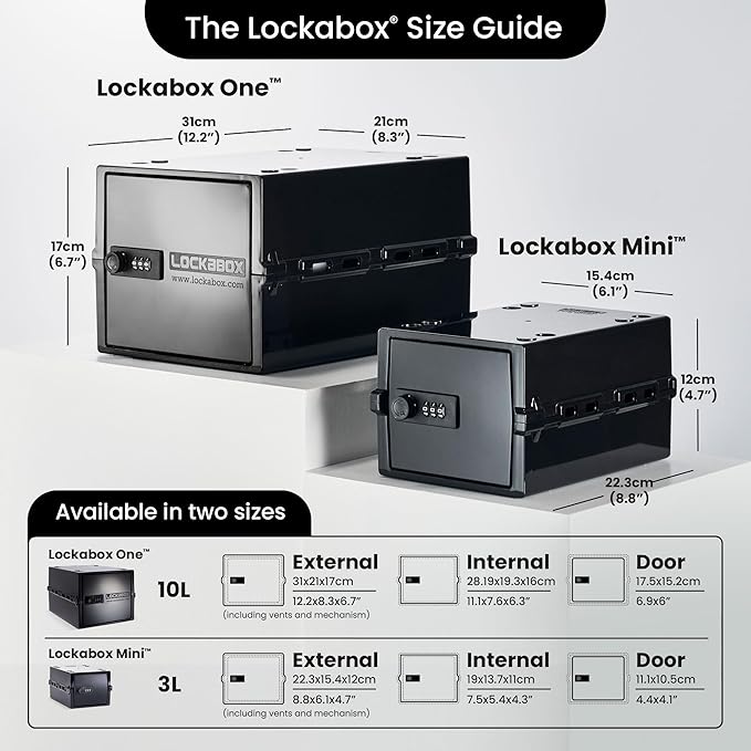 Lockabox One™ | Compact and Hygienic Lockable Storage Box for Food, Medicines, Tech and Home Safety | One Size 12 x 8 x 6.6 inches externally (Jet) - Image 5