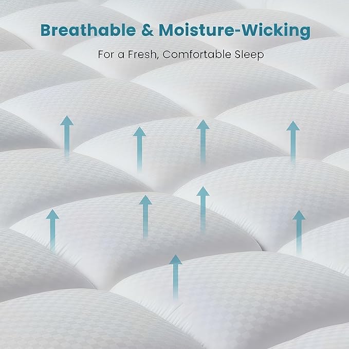 Twin Size Quilted Fitted Mattress Pad with Deep Pocket 8-21" - Cooling Breathable Pillow Top Mattress Topper & Protector, Machine Washable, White, 39x75 Inches