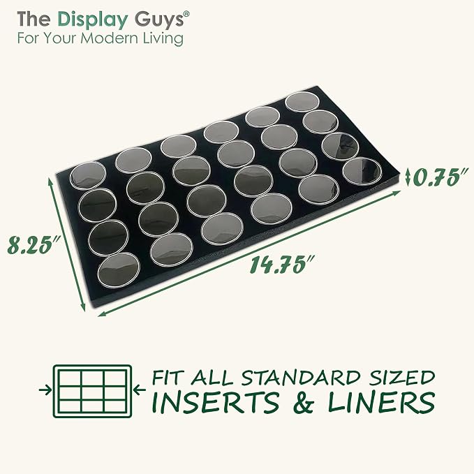 TheDisplayGuys For Your Modern Living 2-Pack 24-Jars Velvet Foam Padding Jewelry Container Inserts - Tray/Case Liners - Large Gem, Beads, Collectibles Storage Box (Black) by The Display Guys - Image 2