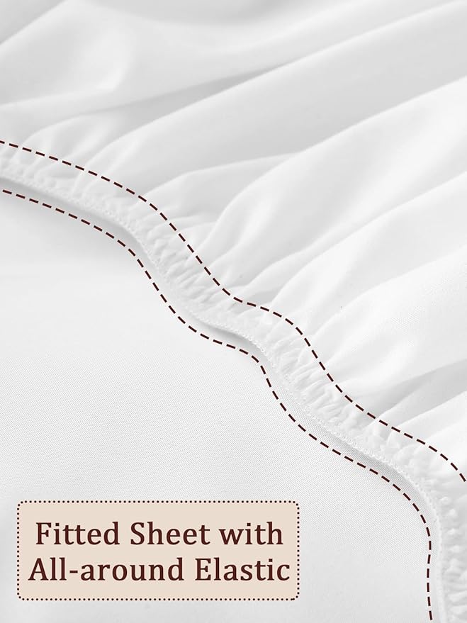 Fitted Sheet for Full Size Air Matress, with 18-24 Inch Extra Deep Pocket, Soft Breathable Air Mattress Sheet Cover for Inflatable Bed, White