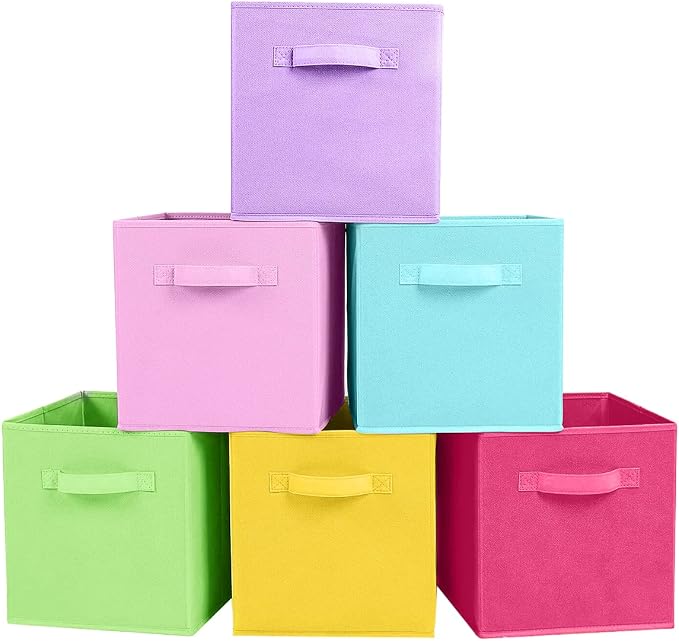 ShellKingdom Foldable Fabric Storage Cubes And Cloth Organizer Drawer For Closet And Toys, 6 Pack (6 Colors) by ShellKingdom