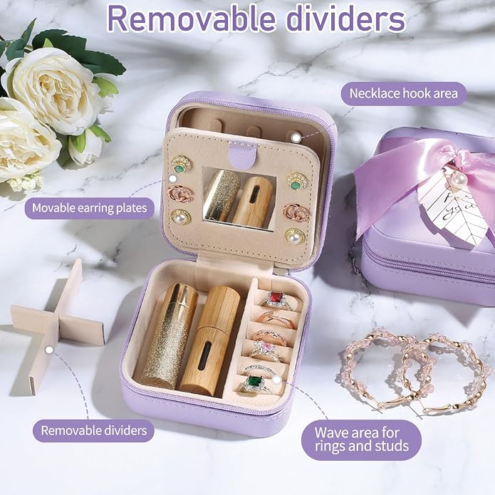 AYGXU Travel Jewelry Box for Women and Girls - Small Case With Initial A-Z - Teacher Gifts - Image 3