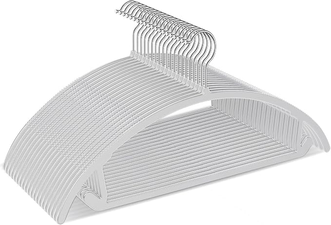TIMMY Plastic Hangers 50 Pack No Shoulder Bump Suit Hangers Non Slip Space Saving Clothes Hangers Curved Design to Protect Clothes Shape(Grey) by TIMMY