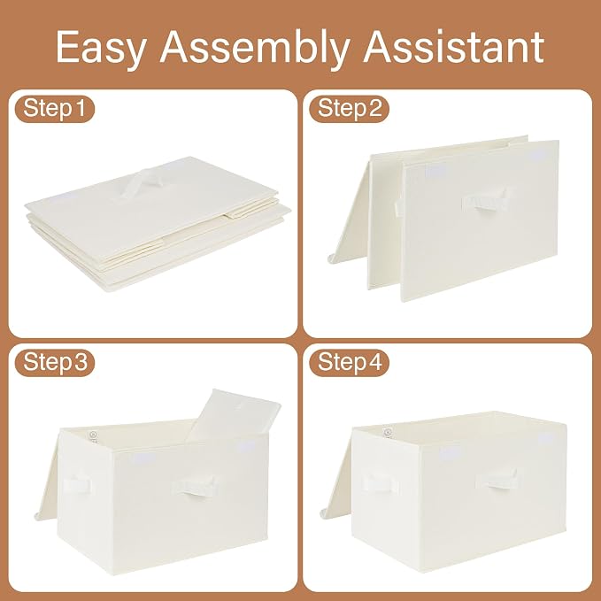 GRANNY SAYS Storage Bins with Lids, Fabric Storage Boxes, Closet Organizers and Storage, Storage Baskets for Shelves, Toy Box, Ivory White, 2-Pack - Image 8
