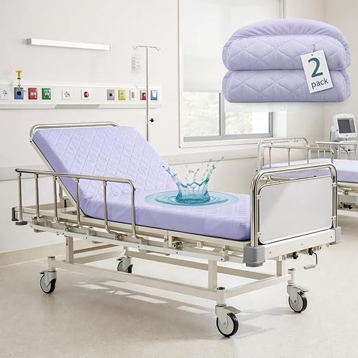 Lounsweer 2 Pack Waterproof Hospital Mattress Cover, 84x36x12in Purple Fitted Bed Sheet Protectors, Incontinence Protection Leakproof Breathable for Elderly, Adults Home Hospital Beds