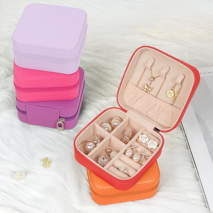 MFXIP Travel Jewelry Case Small Jewelry Box Jewelry Organizer Storage Case Portable PU Leather Mini Jewelry Travel Case for Girls Womens Earring, Necklace, Rings,Bracelets - Image 6