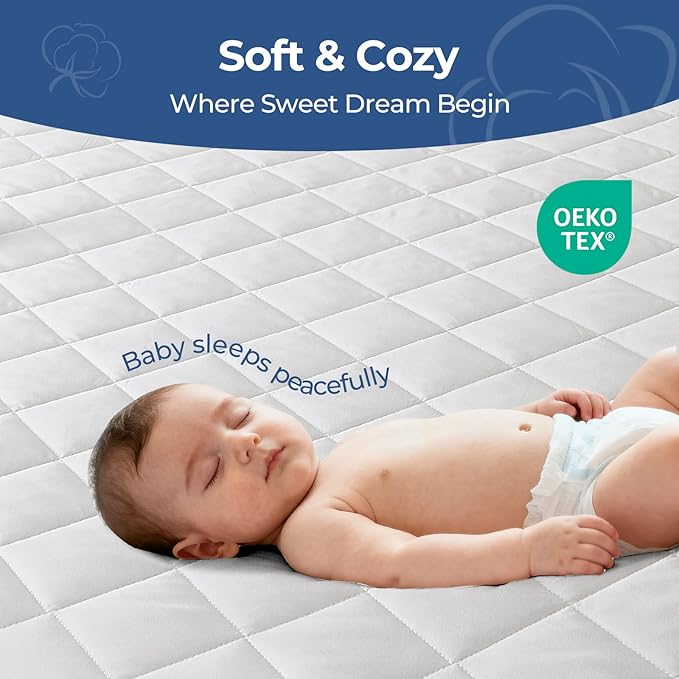 EXRUBY Twin Waterproof Mattress Pad - 100GSM Quilted Diamond Protector - 8-20" Deep Pocket Fitted Cover - Ideal for Kids & College Dorm Essentials - Noiseless