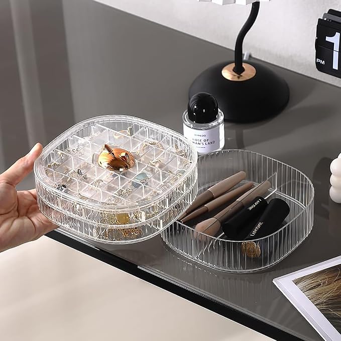 HALAFE Jewelry Box, 3-Layer Acrylic Jewelry Organizer with Cat Shape Handle, Clear Jewelry Boxes for Women Girls, Make up Organizer, Jewelry Storage Holder (Clear, Cat) - Image 5