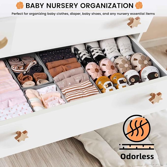【FAMILY PACK】Drawer Organizer Clothes, 20 Pack Dresser Organizer Bins for Baby Clothes - Underwear Bra Sock Organizer - Fabric Closet Organization and Storage Dividers for Nursery Bedroom Dorm - Image 5